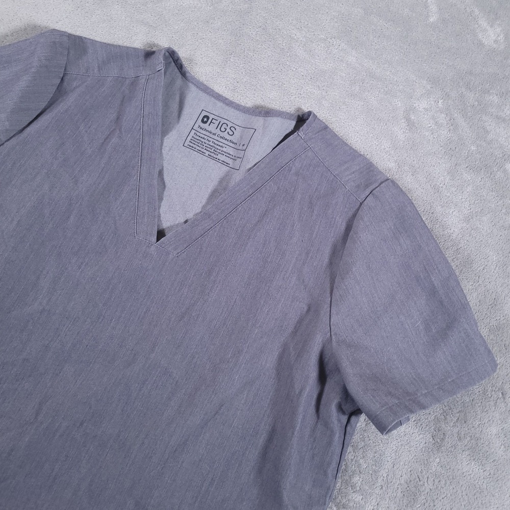 FIGS Casma Scrub Top Womens M Grey Technical Collection‎ V-Neck Short Sleeve